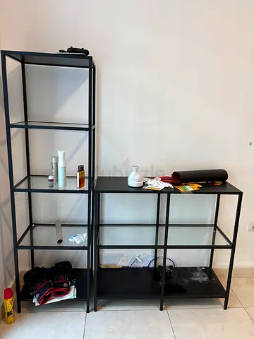 IKEA Black Metal Open Shelf Unit - 4-Tier Industrial Style (3 units)