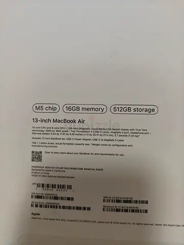 MacBook Air M5 512 gb apple warranty