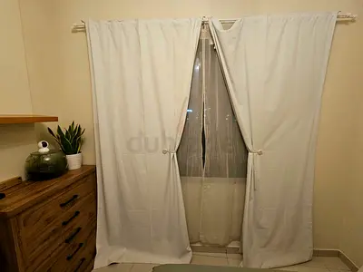 White blackout curtains - pair, good condition