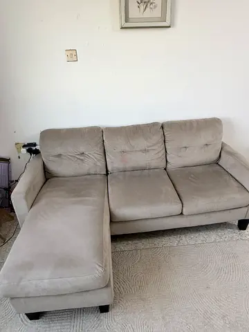 Light grey 3-seater sofa with chaise lounge - good condition
