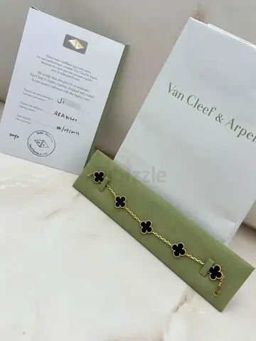 Authentic Van Cleef & Arpels Vintage Alhambra Bracelet 5 Motifs Onyx