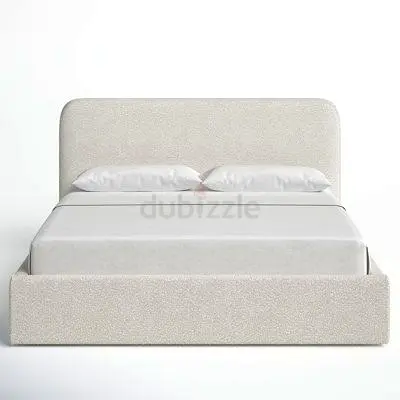 Modern Upholstered Bed Frame Curved Headboard with out matters