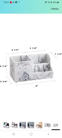 Marble Effect Desk Organizer - 4 Compartment Office Caddy