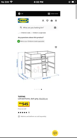 IKEA TUFFING loft bed frame