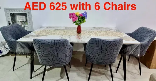 PANHOME Dinning table set with 6 chairs - Less than Year Old AED 625