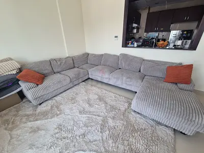 Spacious & Ultra-Cozy Grey Corduroy U-Shaped Sectional Sofa