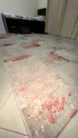 Modern Abstract Rug in Grey and Pink very nice material good condition clean and big