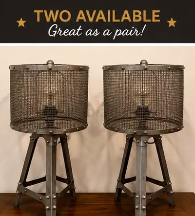 Industrial Mesh Table Lamp - Vintage Loft Style (set of two)