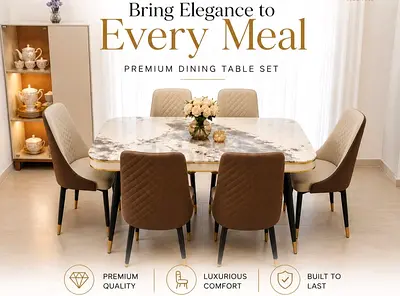 Brand new High Quality Marble Top Dinning Table with 6 Chairs Available