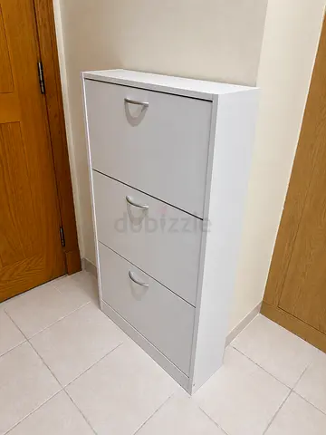 Slim 3-Tier Shoe Cabinet — White, Compact Hallway Storage