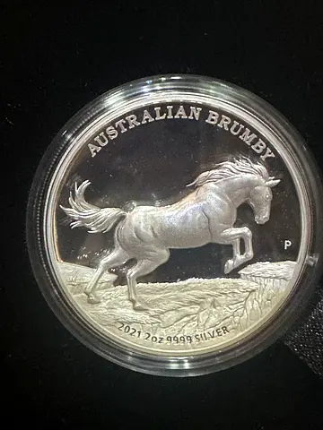 2021 Australian Brumby 2 Ounce Silver Proof High Relief