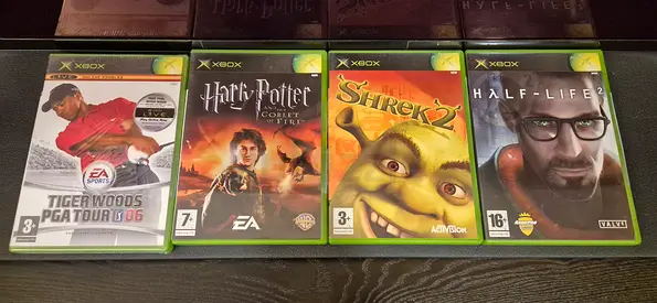 4 x Original Xbox Games Collection - Tiger Woods, Harry Potter, Shrek 2, Half-Life 2