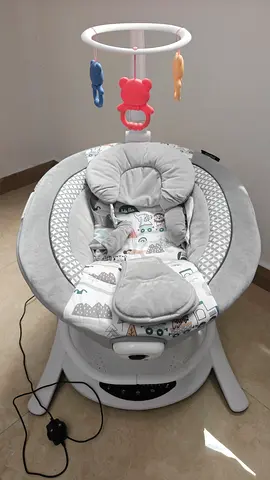 Electric Baby Swing/Rocker with Toys - Grey, Good Condition