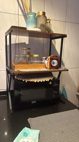 Small 2-tier Kitchen Storage Rack with Microwave Shelf