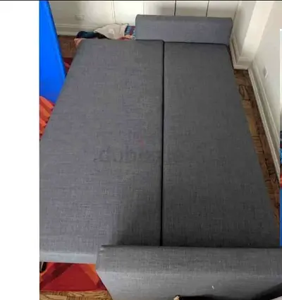 Grey fabric sofa bed - converts to double bed, good condition