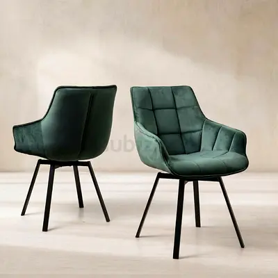 6 x Barker & Stonehouse Jasper Green Swivel Dining Chairs