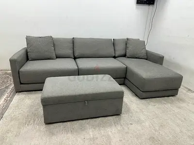 Great condition crate&barrel lshape sofa with footstool