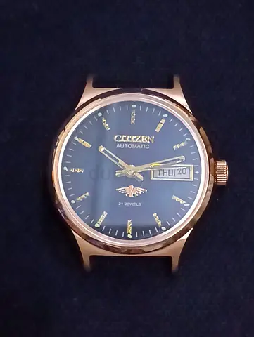 Citizen automatic Day&Date gens wrist watch pinck gold case (movement visible) - for repair or parts