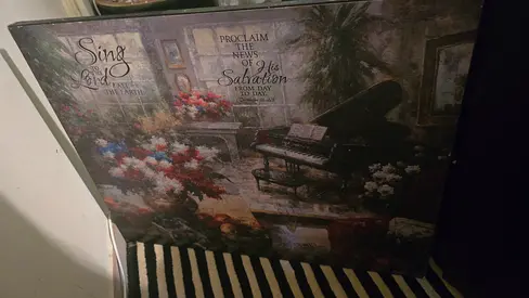 Large Decorative Piano Wall Art Canvas with Floral Scene
