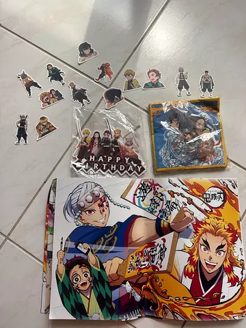 Assorted Demon Slayer (Kimetsu no Yaiba) stickers and paper set
