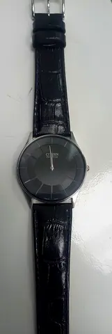 Citizen ECO- DRIVE slim men's wristwatch with black leather strap