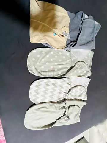 Set of 4 baby swaddle wraps / sleep sacks - light cotton, newborn size