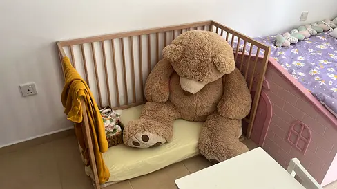 Wooden Floor Crib with Mattress