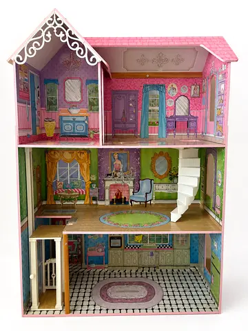 Wooden 3-Storey Pink KidKraft Dollhouse with Rooms and Staircase