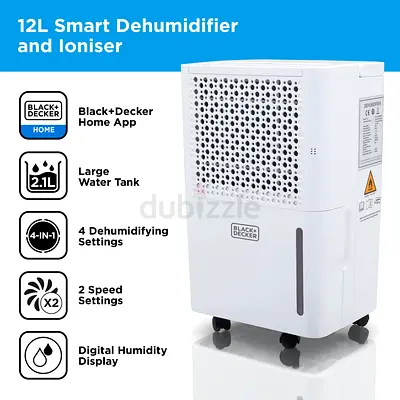 BLACK DECKER BXEH60016GB 12L Smart Dehumidifier Ionizer
