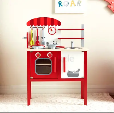 Wooden Play Kitchen Set with Oven & full kitchen tool, food