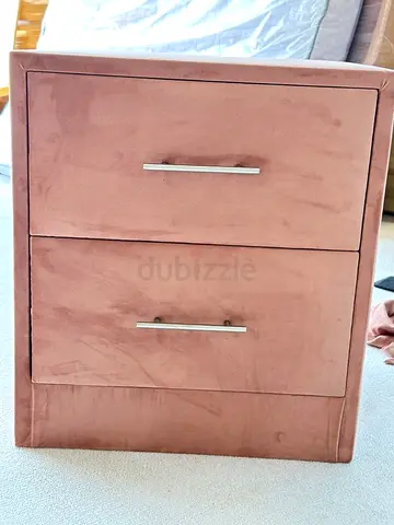 Velvet Two-Drawer Bedside Nightstand - Blush Pink
