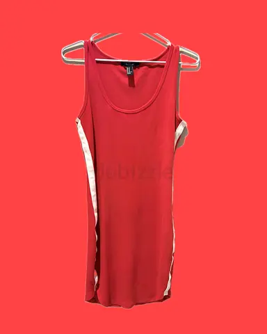Red Forever 21 Sleeveless Mini Dress with Side Stripes