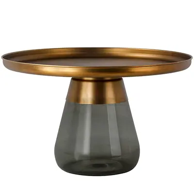 CASABLANCA COFFEE TABLE CT8486-70-GREY+BRASS 42cm H, 70cm D