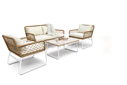Outdoor patio sofa set with coffee table - 4-piece garden seating