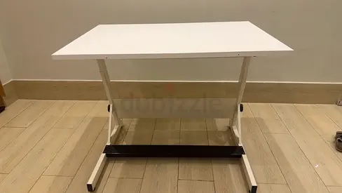 Adjustable White Standing Desk Table - Compact, Good Condition