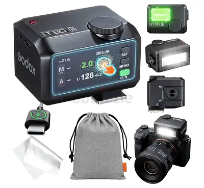 Godox TTL Mini Flash/Trigger Combo with LED Modeling Light - Compatible for Mirrorless