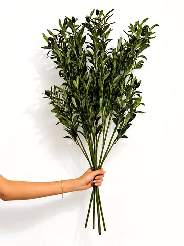 Set of 4 High-Density Artificial Olive Branches — 100 cm Each