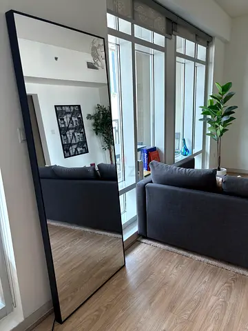 Large Full-Length Floor Mirror with Slim Black Frame - Good Condition