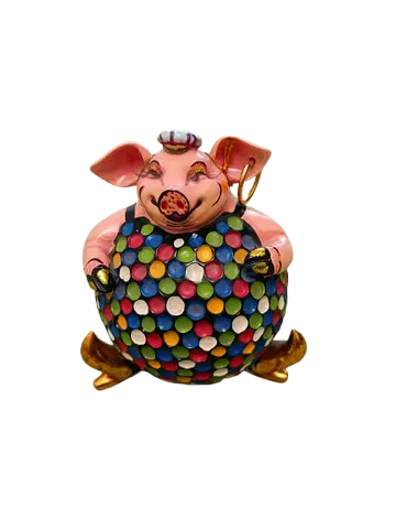 Tom's Company Decorative Colorful Pig Figurine - Hand-Painted Collectible, 16 x 12 cm