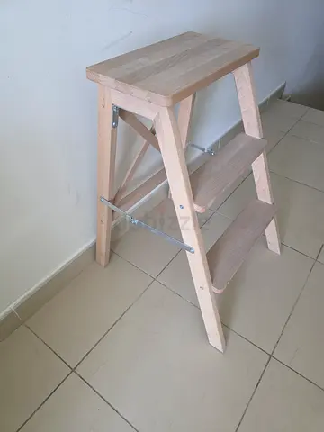 Light wooden 3-step folding step stool / small ladder