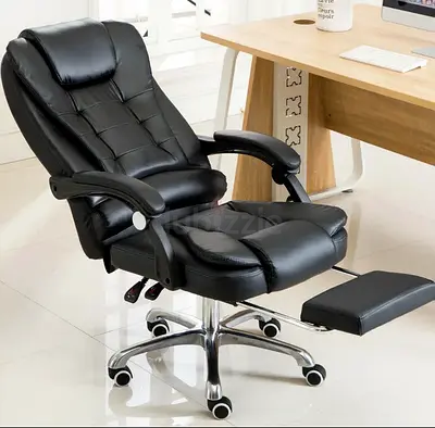 Black PU Leather Office Recliner Chair with Footrest Flawless, never been used did not fit the space