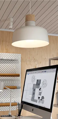 Ikea White Modern Pendant Ceiling Light with Wooden Accent