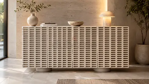 Modern Perforated white Sideboard Cabinet