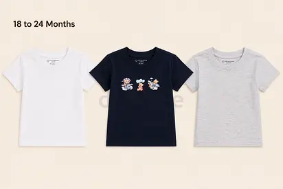 Set of 3 Toddler T-Shirts (18-24 months) - White, Navy, Grey, cute teddy design, 100% Cotton, new.