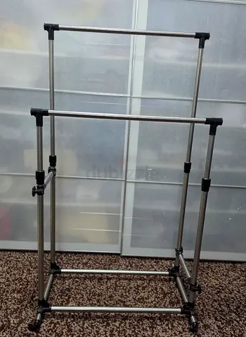 IKEA Adjustable Double-Rail Garment Rack on Wheels - Stainless Steel