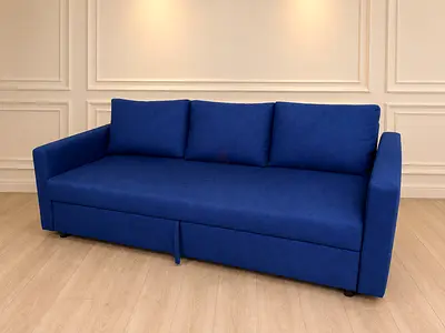 Modern Blue 3-Seater Sofa Bed