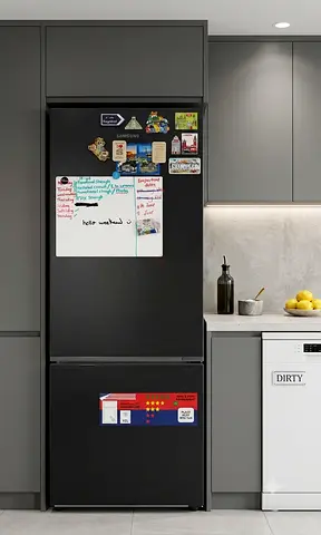 Samsung Bottom-Freezer Refrigerator – 60cm Black Stainless Steel | Good Condition