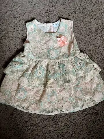 Girls floral lace party dress - size 3-6 months
