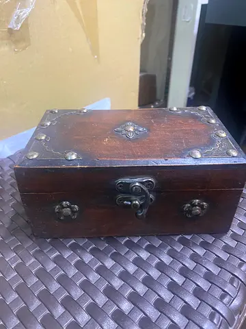 Wooden metal designed box-18cm length