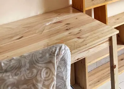 Solid Pine Study Desk with Matching Shelves — Light Wood